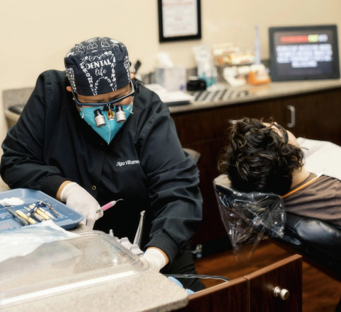 dentist getting dental materials